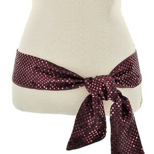 Brown Bronze Polyester Reversible Belt Scarf Tie Accessory